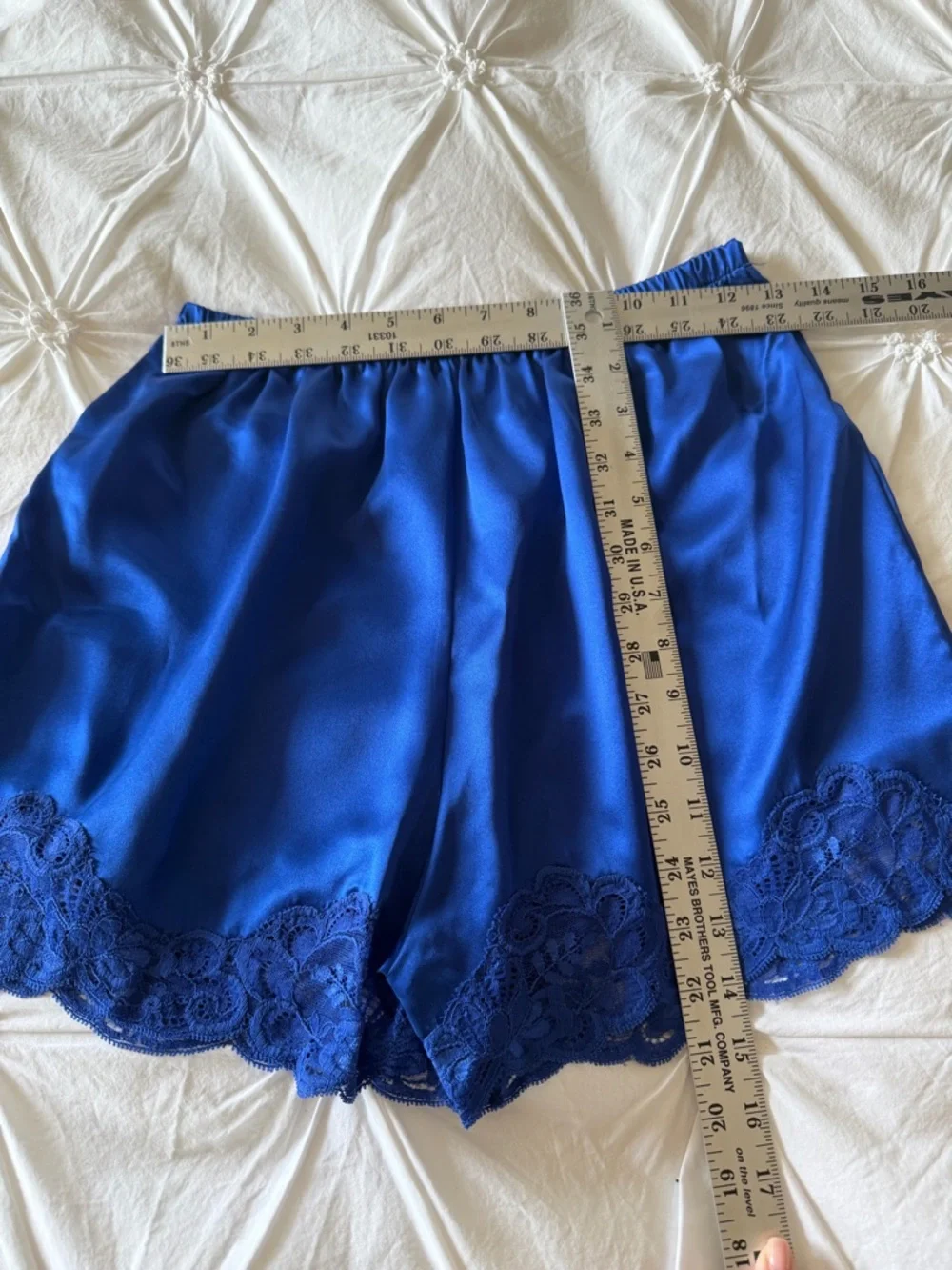 Unmentionables 100% Silk Blue Lace Trim Pajama Set Size M Vintage - Picture 14 of 14
